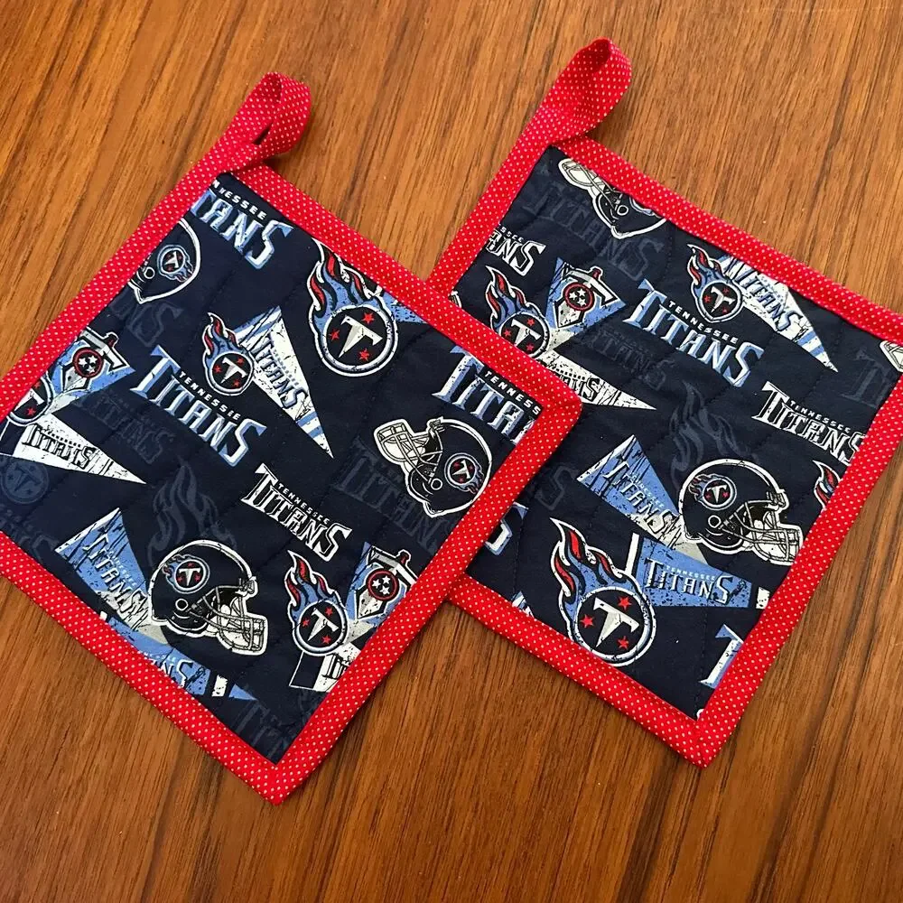 Handmade Pair of NFL Tennessee Titans Potholders